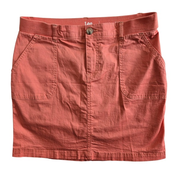 Lee Riders Size 8 M Mini‎ Skirt Coral Casual Stretch Waist Beach Fun Classic - Picture 1 of 6